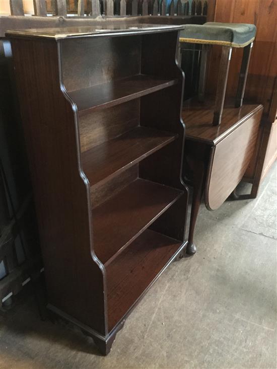 Mahogany waterfall bookcase & drop flap table